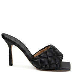 Used BOTTEGA VENETA black leather PADDED MULE Sandals Shoes 39