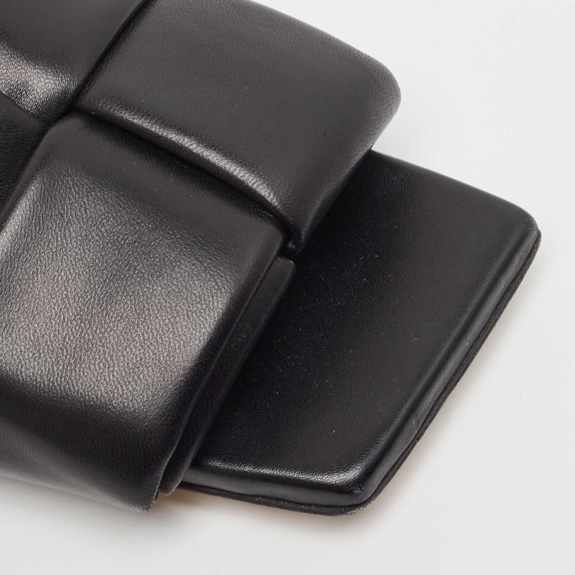 Bottega Veneta Black Leather Patch Flat Slides Size 37 2