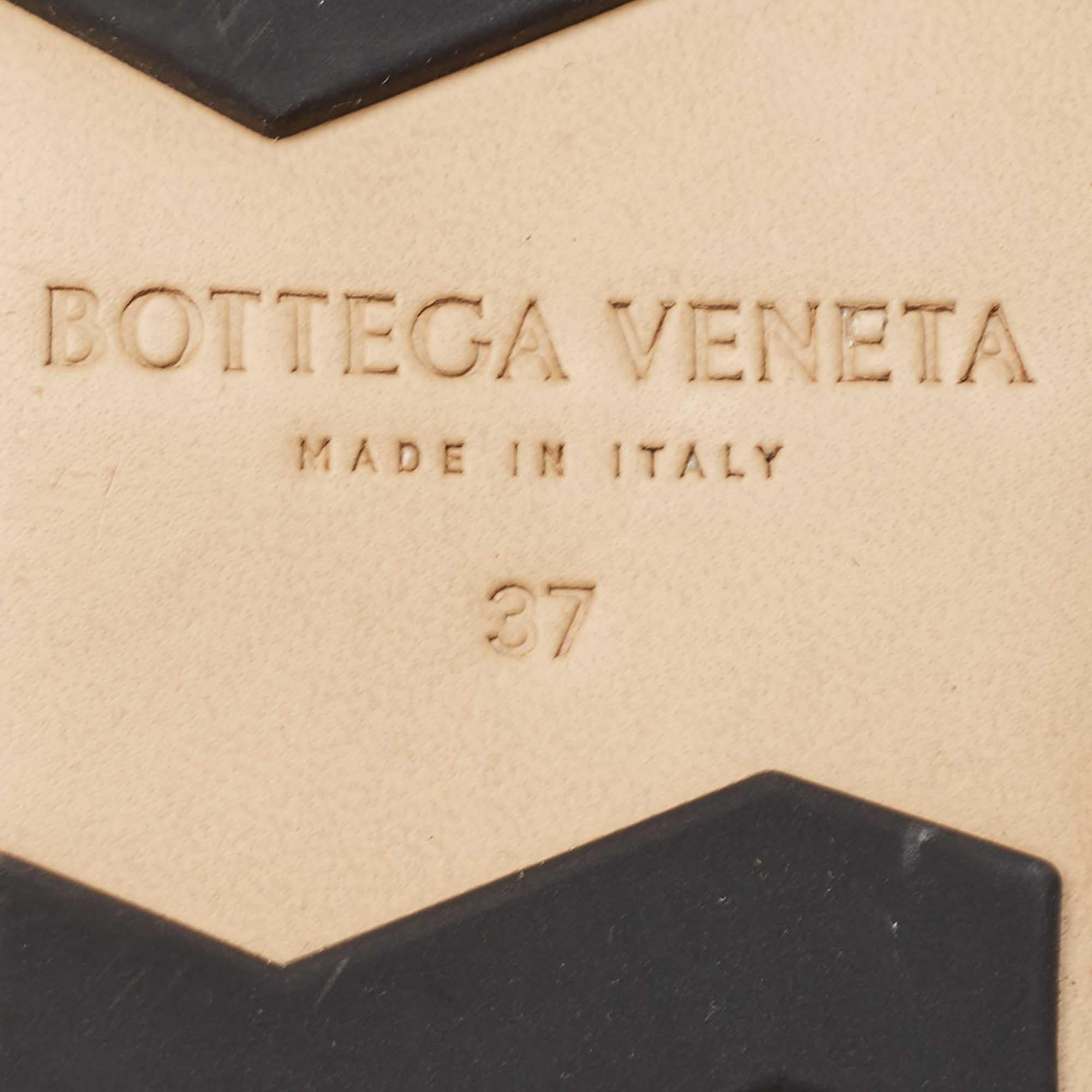 Bottega Veneta Black Leather Patch Flat Slides Size 37 3