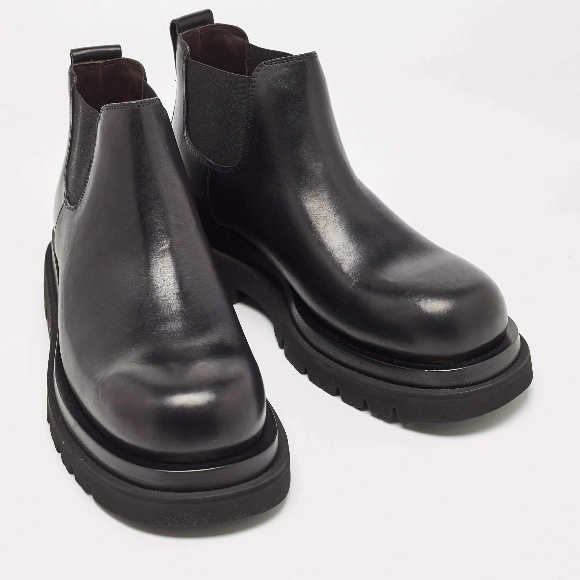 Bottega Veneta Black Leather Platform Chelsea Boots Size 41 4