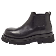 Bottega Veneta Black Leather Platform Chelsea Boots Size 41
