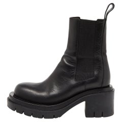 Used Bottega Veneta Black Leather Platform Chelsea Boots Size