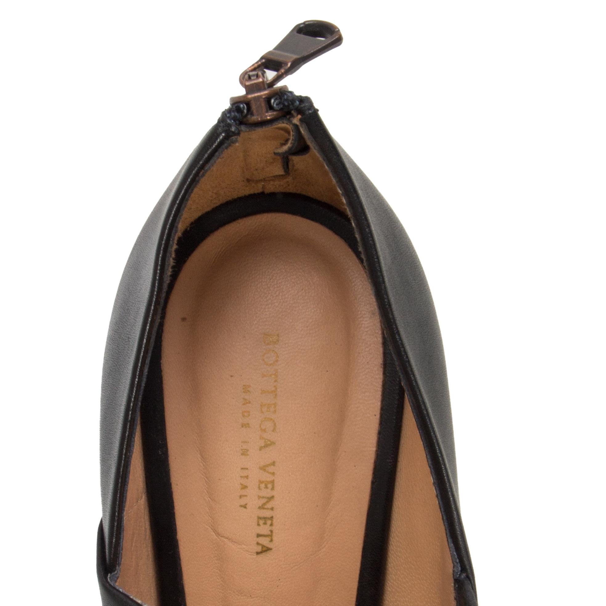 Black BOTTEGA VENETA black leather PLATFORM Sandals Shoes 38