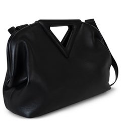 BOTTEGA VENETA black leather POINT MEDIUM TOP HANDLE Bag