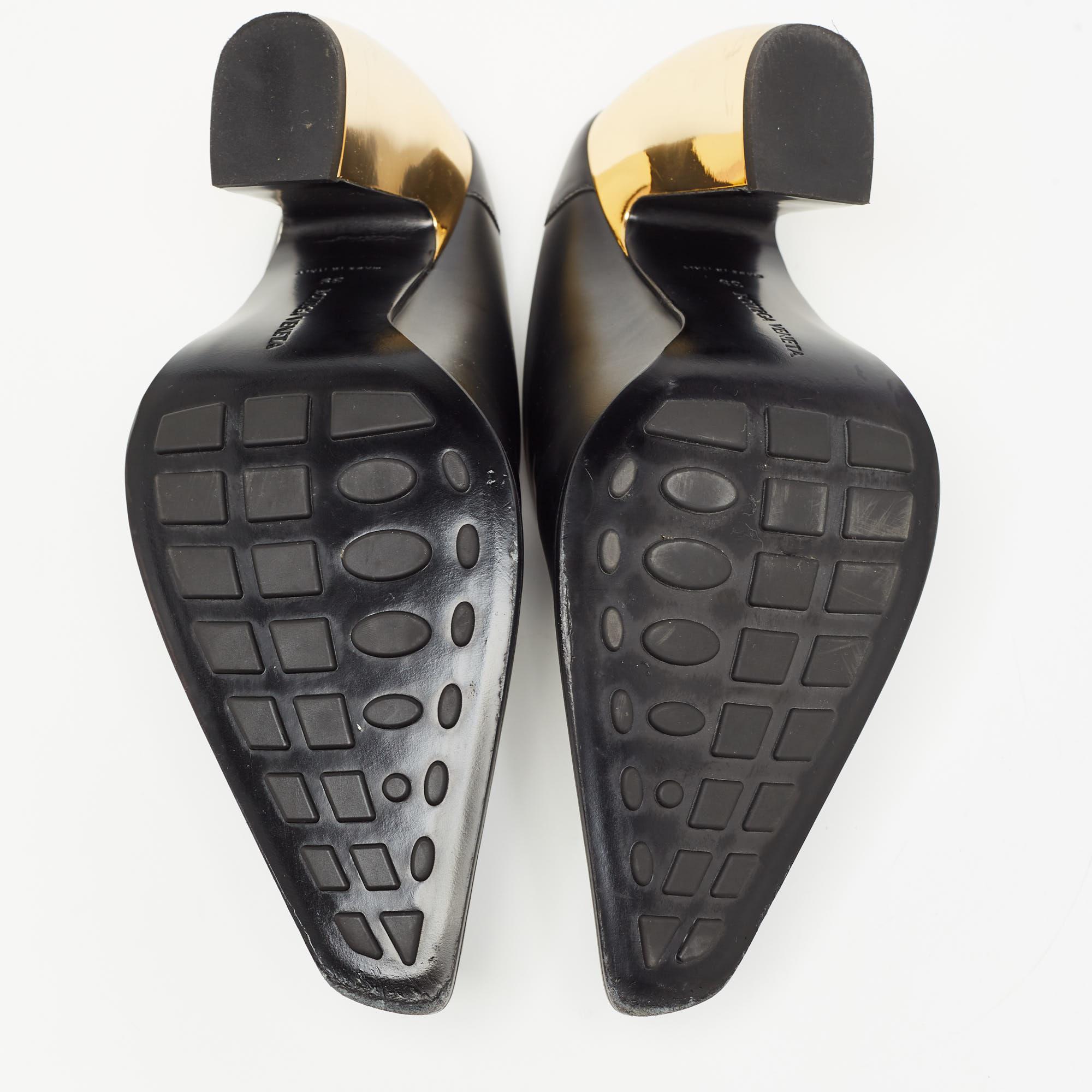 Bottega Veneta Black Leather Pointed Toe Mules Size 39 2