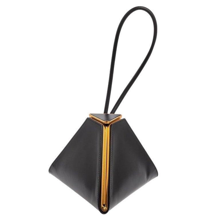 Bottega Veneta Black Leather Pyramid Clutch Bag at 1stDibs