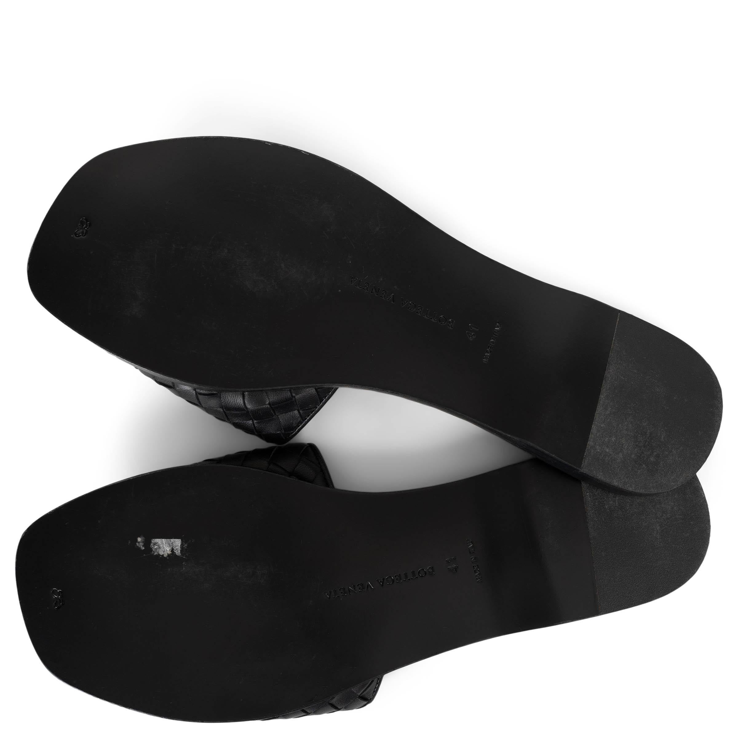 BOTTEGA VENETA black leather RAVELLO INTROCCIATO Sandals Shoes 41 fit 40 3