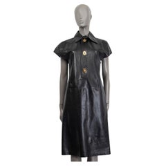 BOTTEGA VENETA black leather SHORT SLEEVE SHIRT Dress 40 S