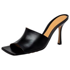 Bottega Veneta Black Leather Slide Sandals Size 40