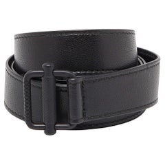 Bottega Veneta Black Leather Slim Buckle Belt 85CM