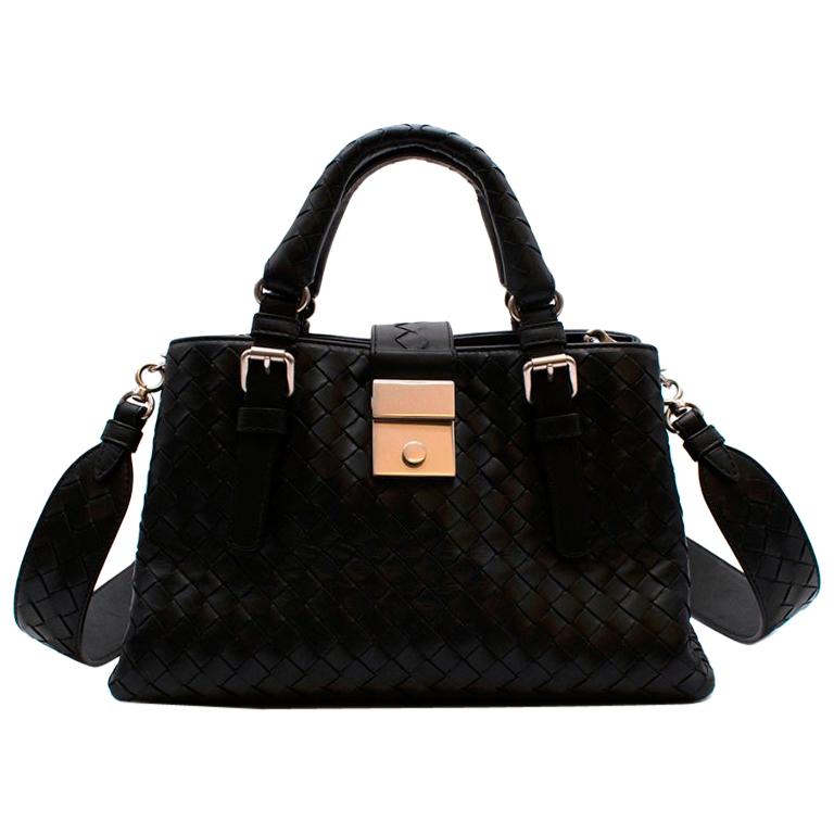 Bottega Veneta Black Leather Small Roma Bag