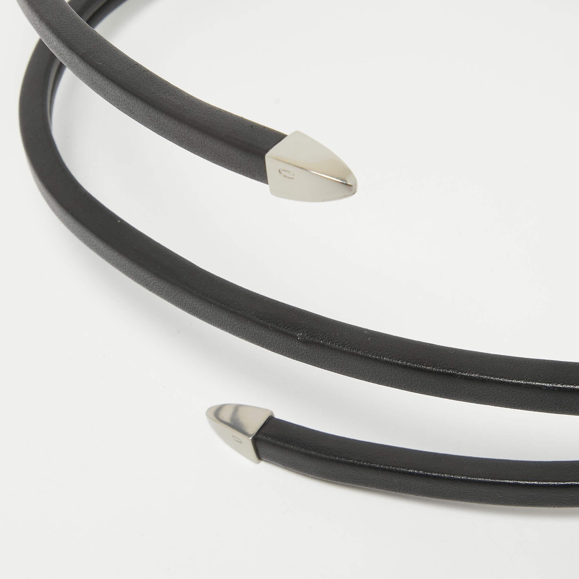 Bottega Veneta Black Leather Spiral Belt M In Good Condition For Sale In Dubai, Al Qouz 2