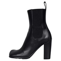 Bottega Veneta Black Leather Square Toe Ankle Boots - EU 38