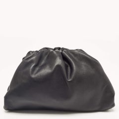 Bottega Veneta Black Leather Teen Pouch Clutch