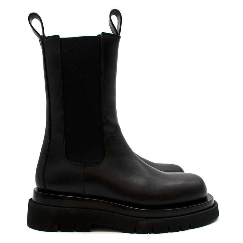 Bottega Veneta Black Leather The Lug Boots - Size EU 39 In Excellent Condition In London, GB