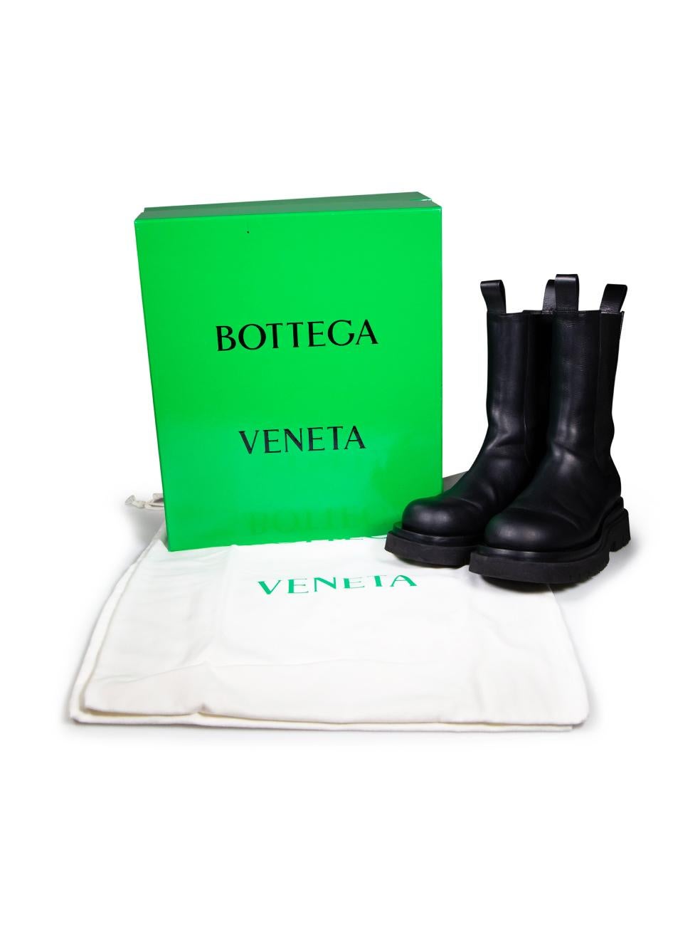 Bottega Veneta Black Leather Tire Chelsea Boots Size IT 40 For Sale 3