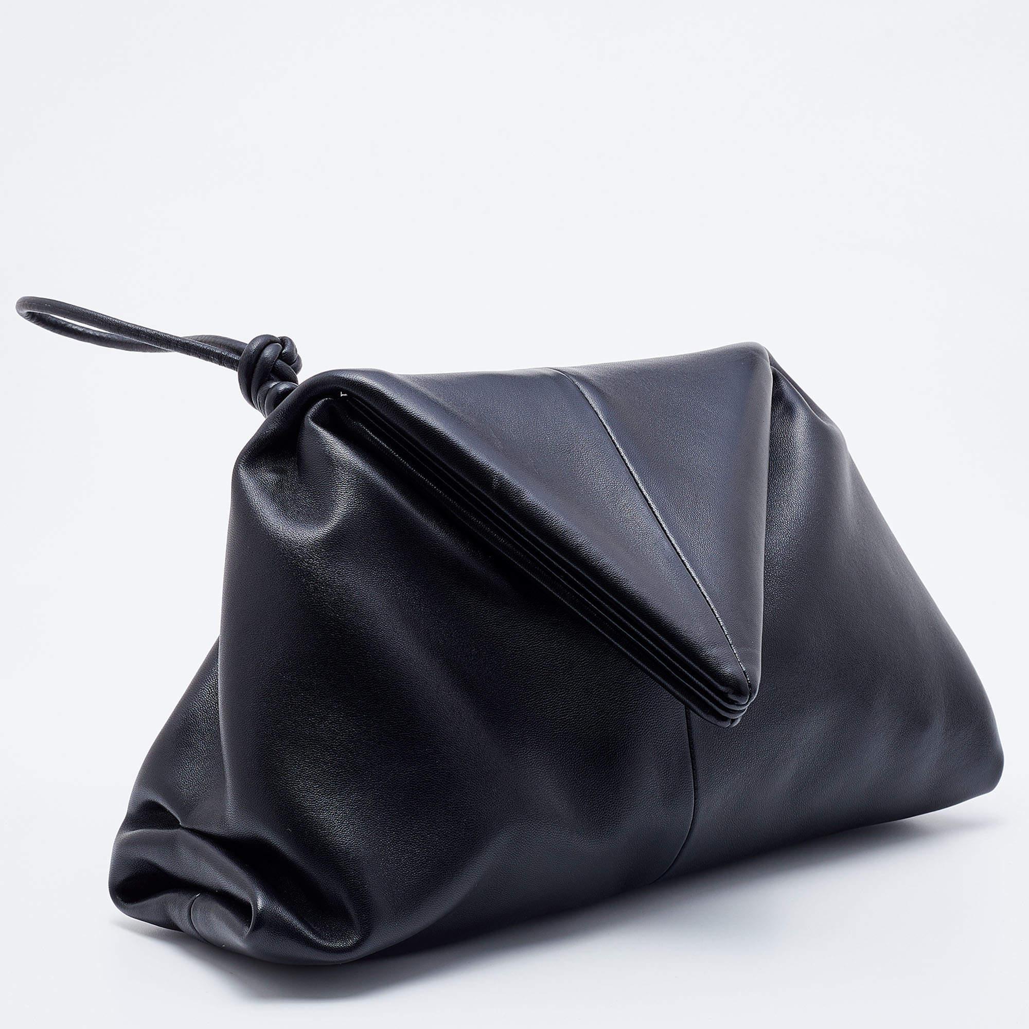 Men's Bottega Veneta Black Leather Trine Envelope Clutch