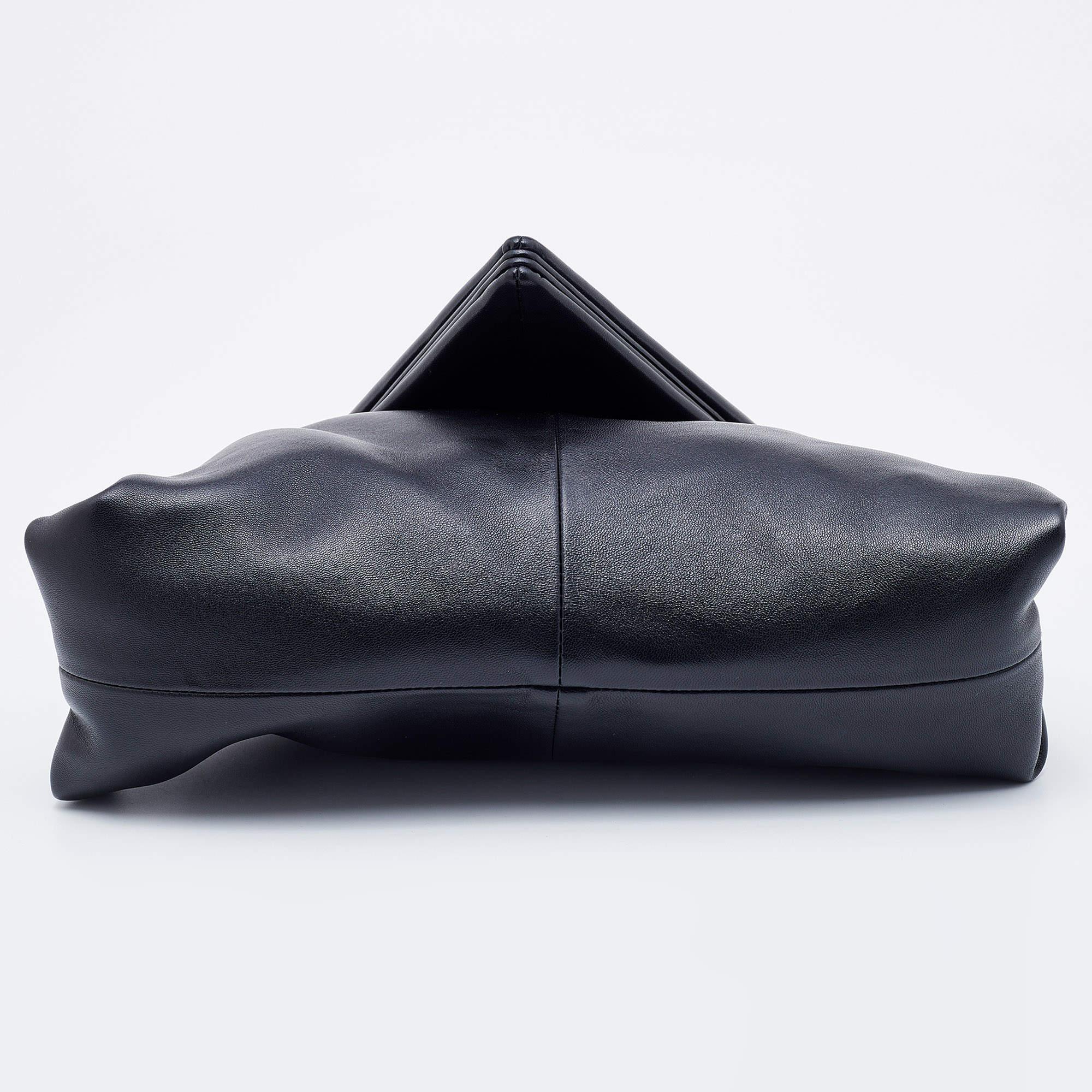 Bottega Veneta Black Leather Trine Envelope Clutch 1