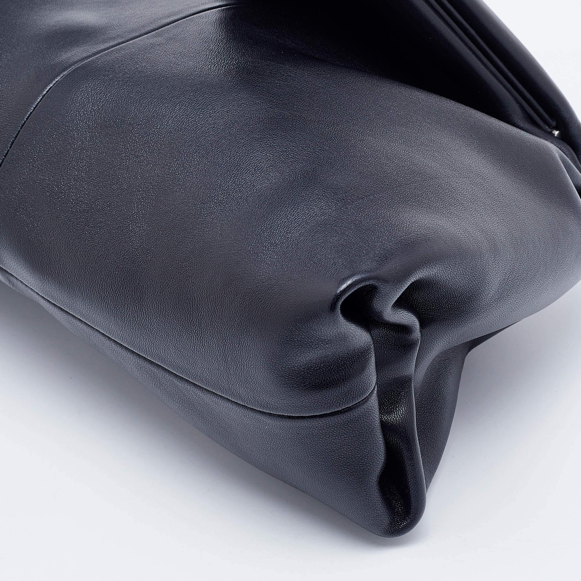 Bottega Veneta Black Leather Trine Envelope Clutch 2