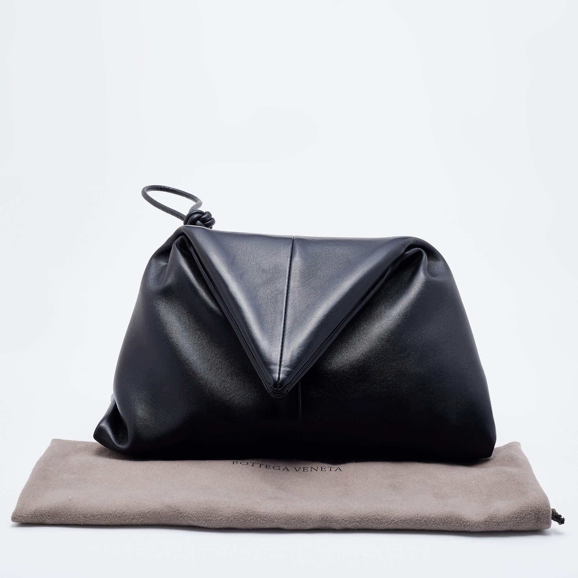 Bottega Veneta Black Leather Trine Envelope Clutch 4