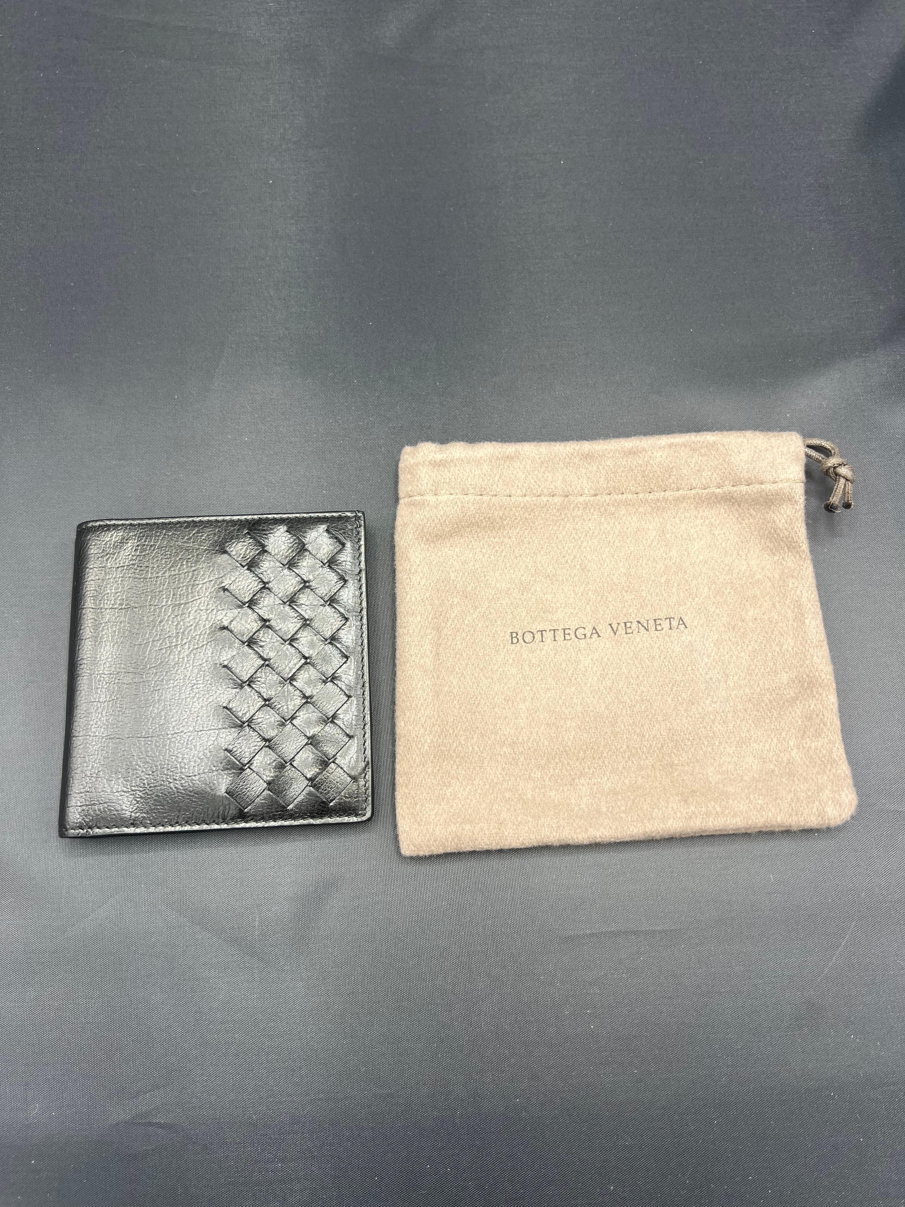 Portemonnaie aus schwarzem Leder von Bottega Veneta  im Angebot 1