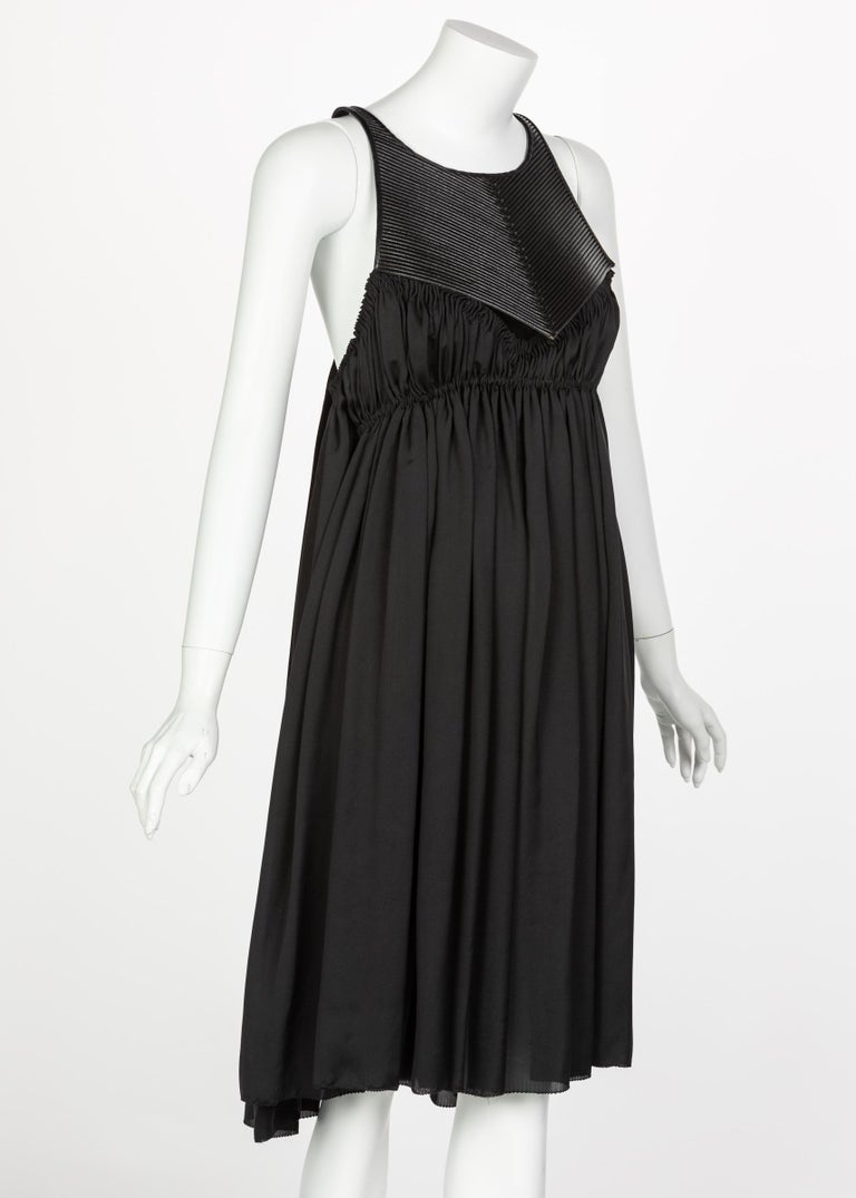 Bottega Veneta Black Leather Yoke Silk Dress, Runway 2008 For Sale at ...