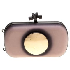 Bottega Veneta Black/Light Beige Leather Sphere Palazzo Knot Clutch