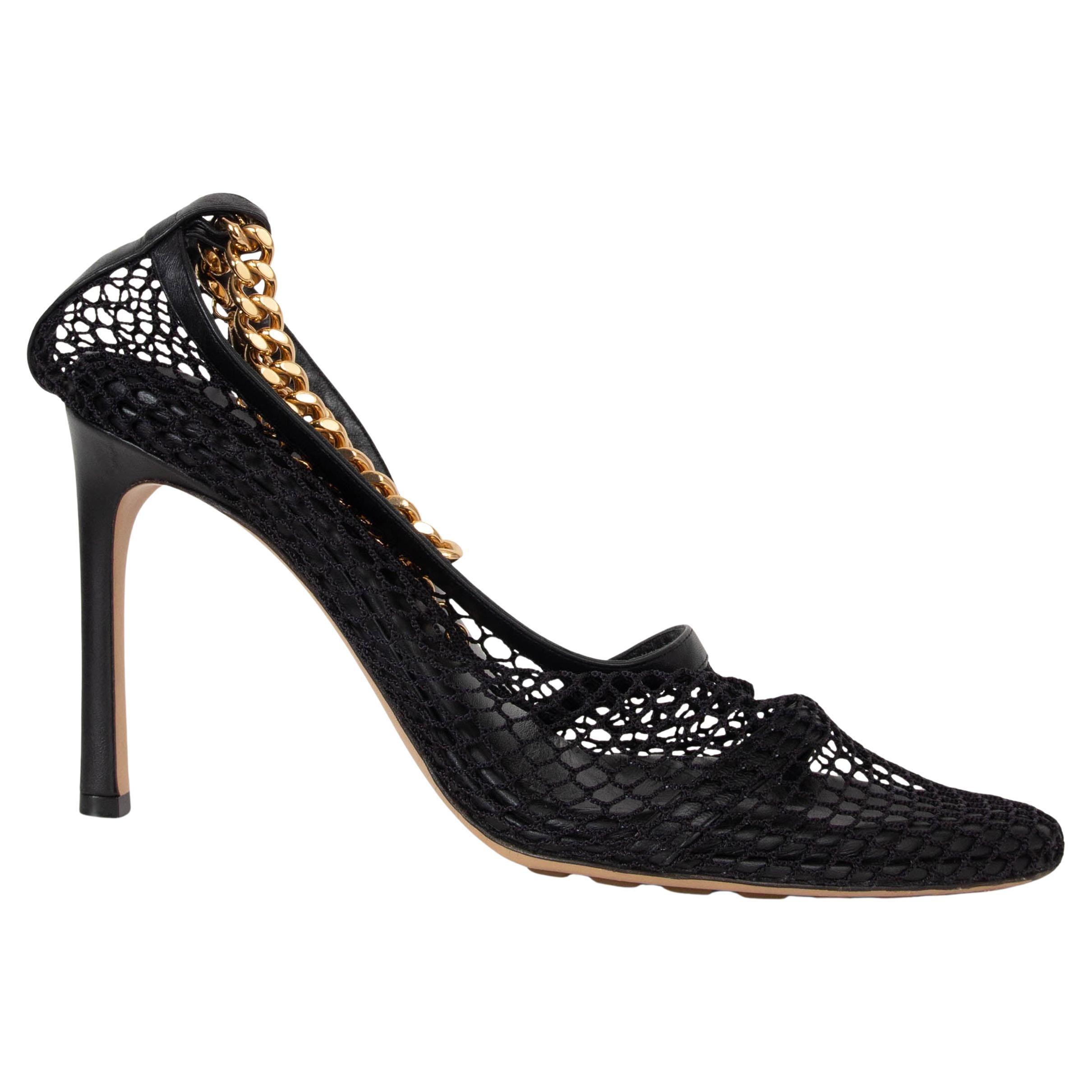BOTTEGA VENETA black mesh CHAIN STRETCH Pumps Shoes 39.5 For Sale