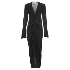 Bottega Veneta Black Mesh Drawstring Detail Dress S