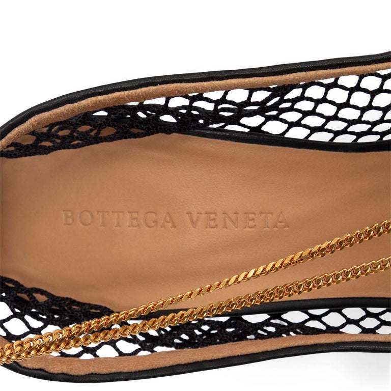 BOTTEGA black mesh and leather STRETCH CHAIN Pumps Shoes 40 For