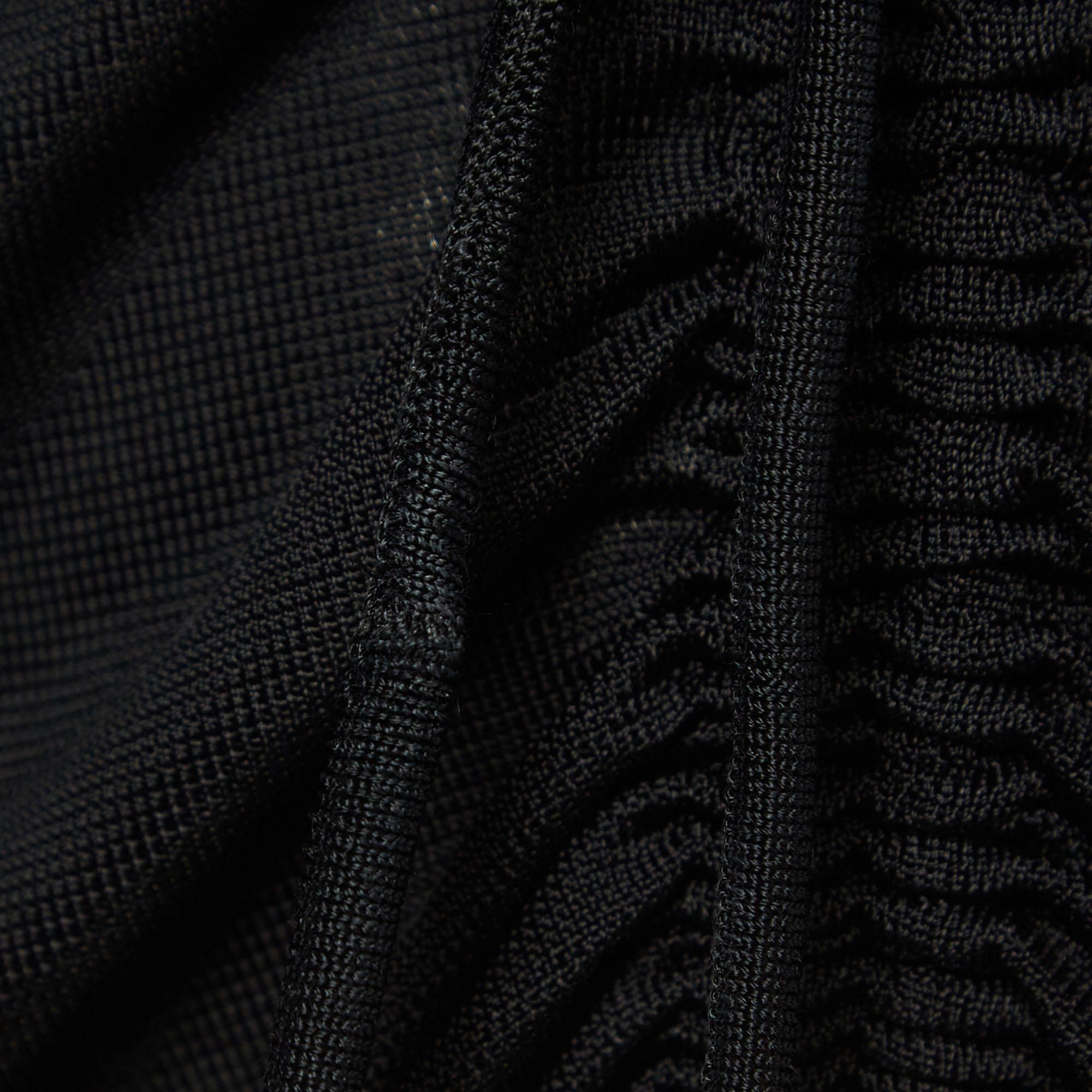 Bottega Veneta Black Mesh Ruched Tie-Up Detail Dress S In Excellent Condition For Sale In Dubai, Al Qouz 2