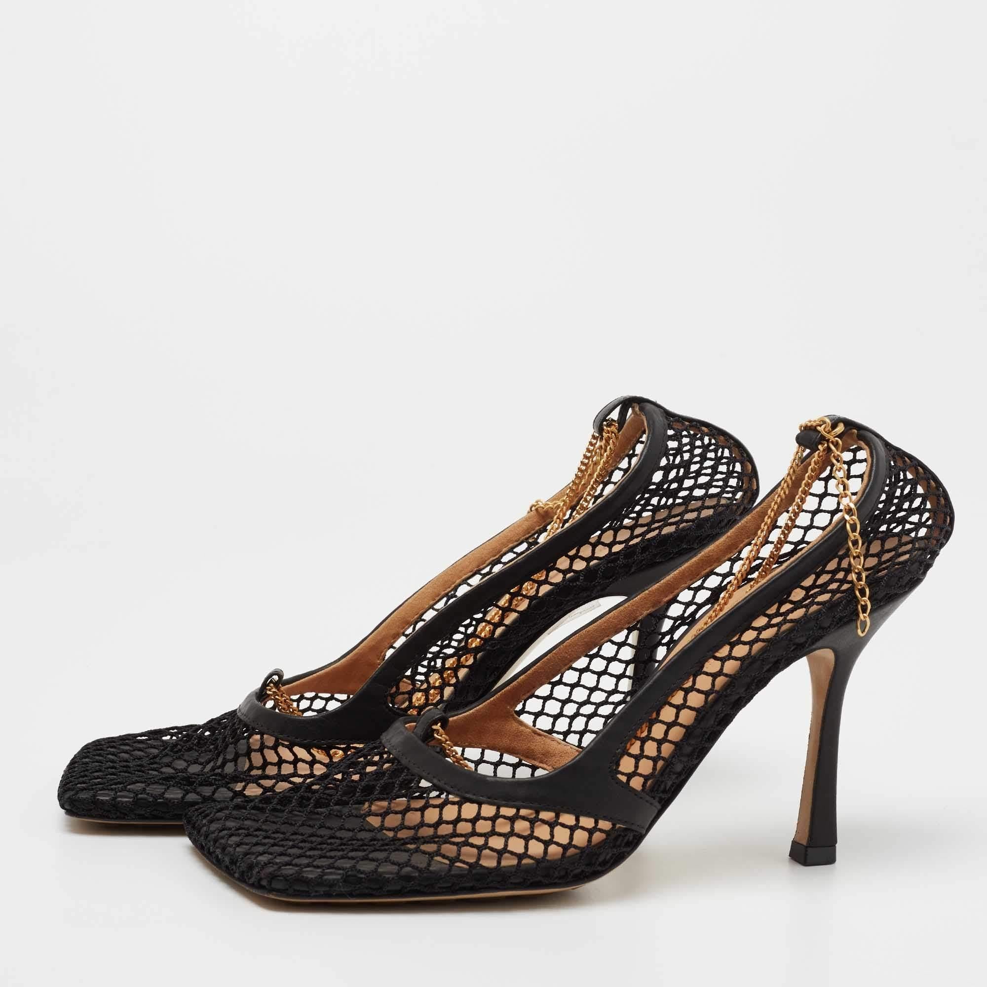 Women's Bottega Veneta Black Mesh Stretch Pumps Size 38.5