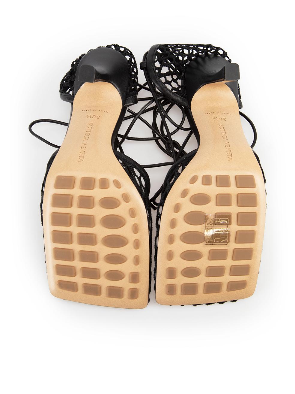 Women's Bottega Veneta Black Mesh Stretch Strappy Sandals Size IT 36.5