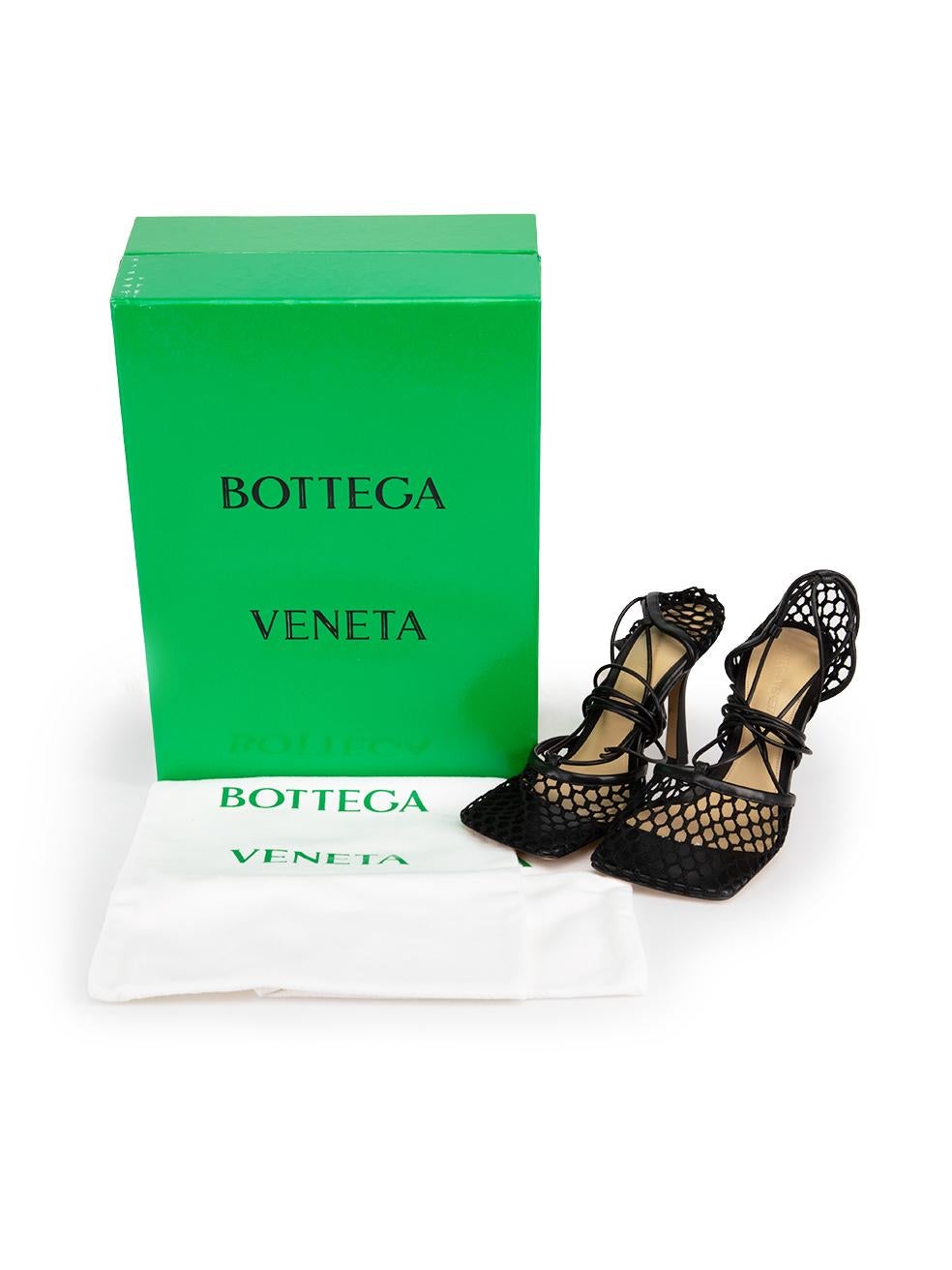Bottega Veneta Black Mesh Stretch Strappy Sandals Size IT 36.5 2