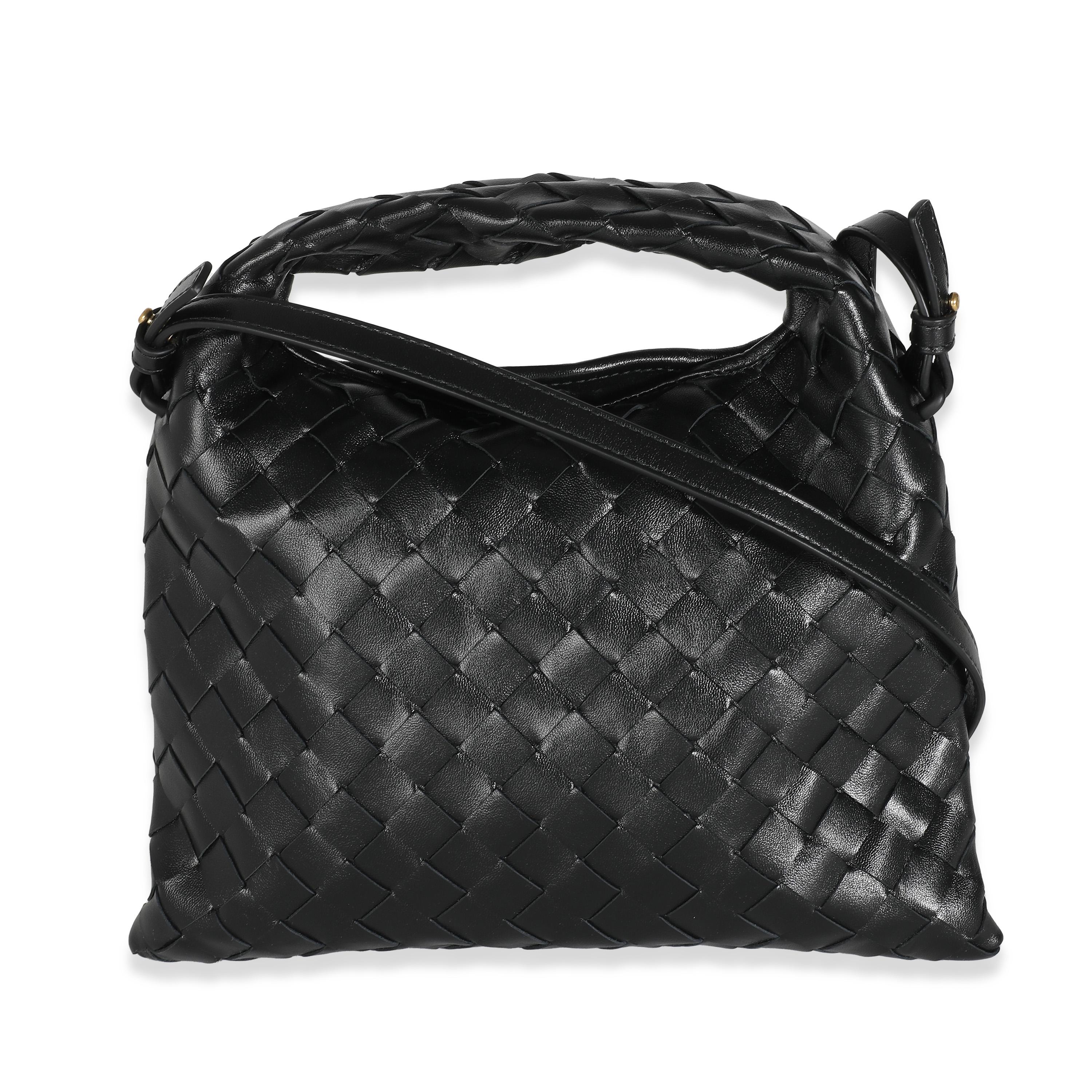 Listing Title: Bottega Veneta Black Nappa Intrecciato Mini Hop Hobo
SKU: 143171
MSRP: 3100.00 USD
Condition: Pre-owned 
Handbag Condition: Pristine
Condition Comments: Item has no indication of wear. Final sale.
Brand: Bottega Veneta
Model: Mini Hop