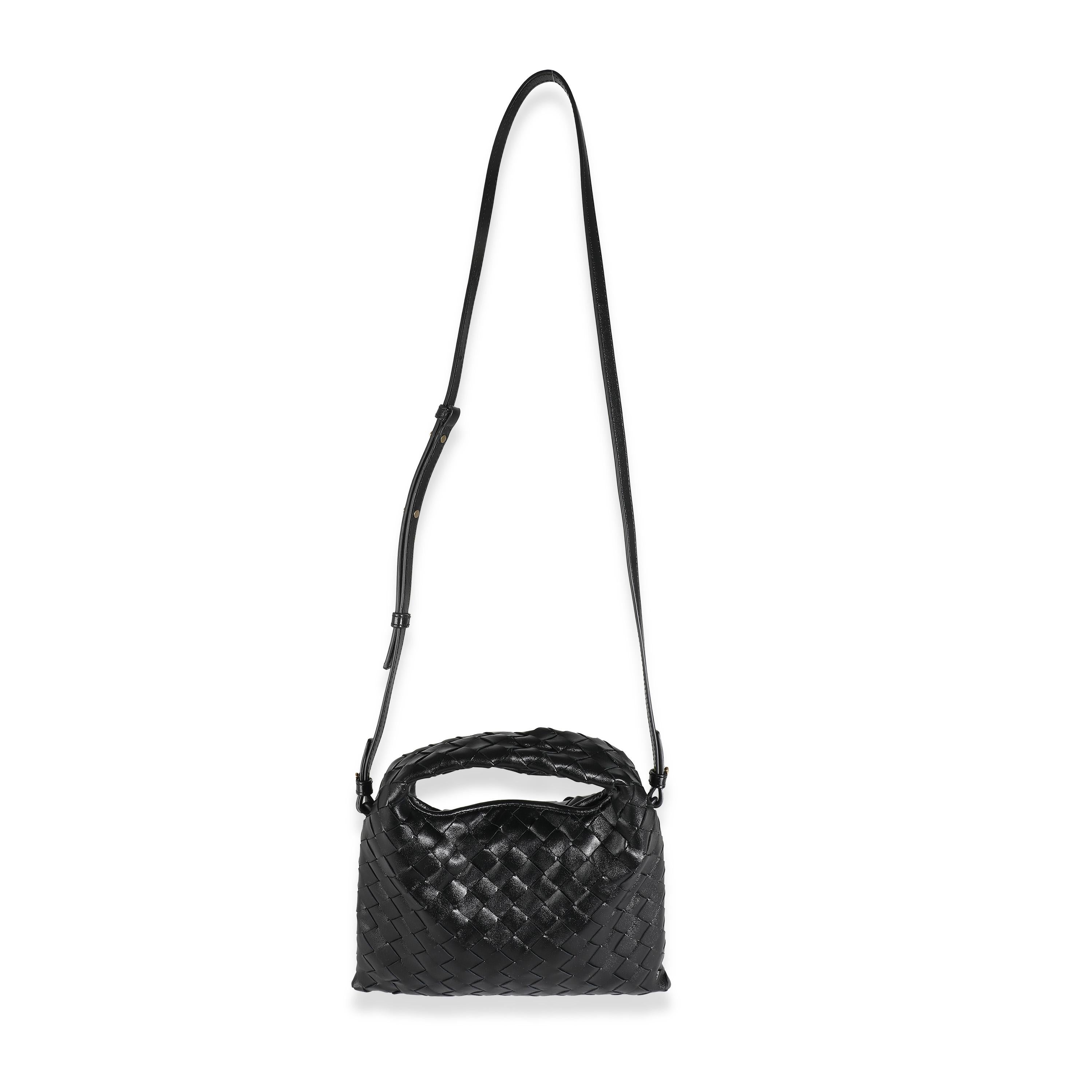Bottega Veneta Black Nappa Intrecciato Mini Hop Hobo For Sale 1