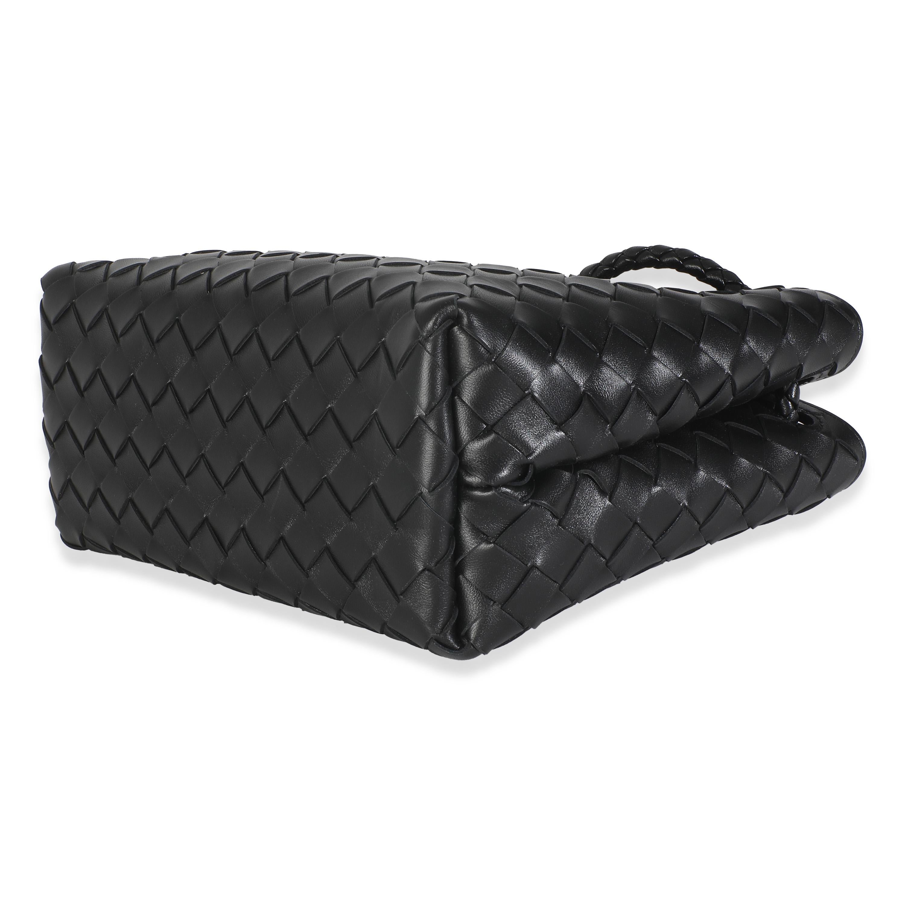 Bottega Veneta Black Nappa Intrecciato Small Andiamo Bag For Sale 2
