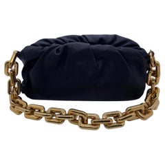 Bottega Veneta Black Nappa Leather The Chain Pouch Shoulder Bag Gold Hardware