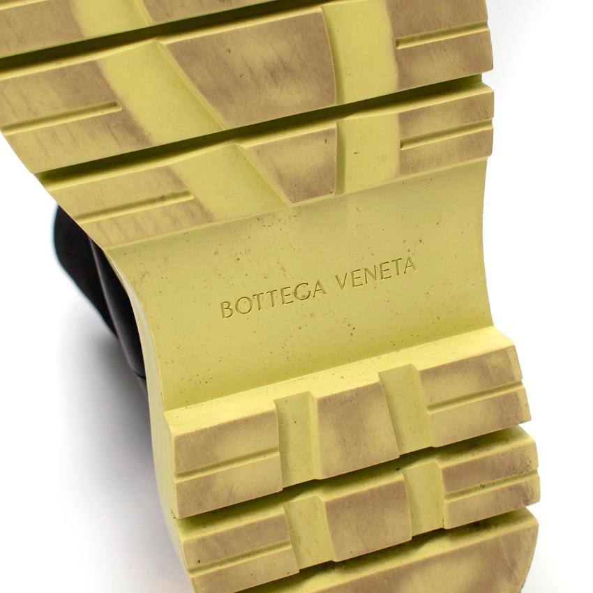 Bottega Veneta Black & Neon Green Tire Leather Boots For Sale 3