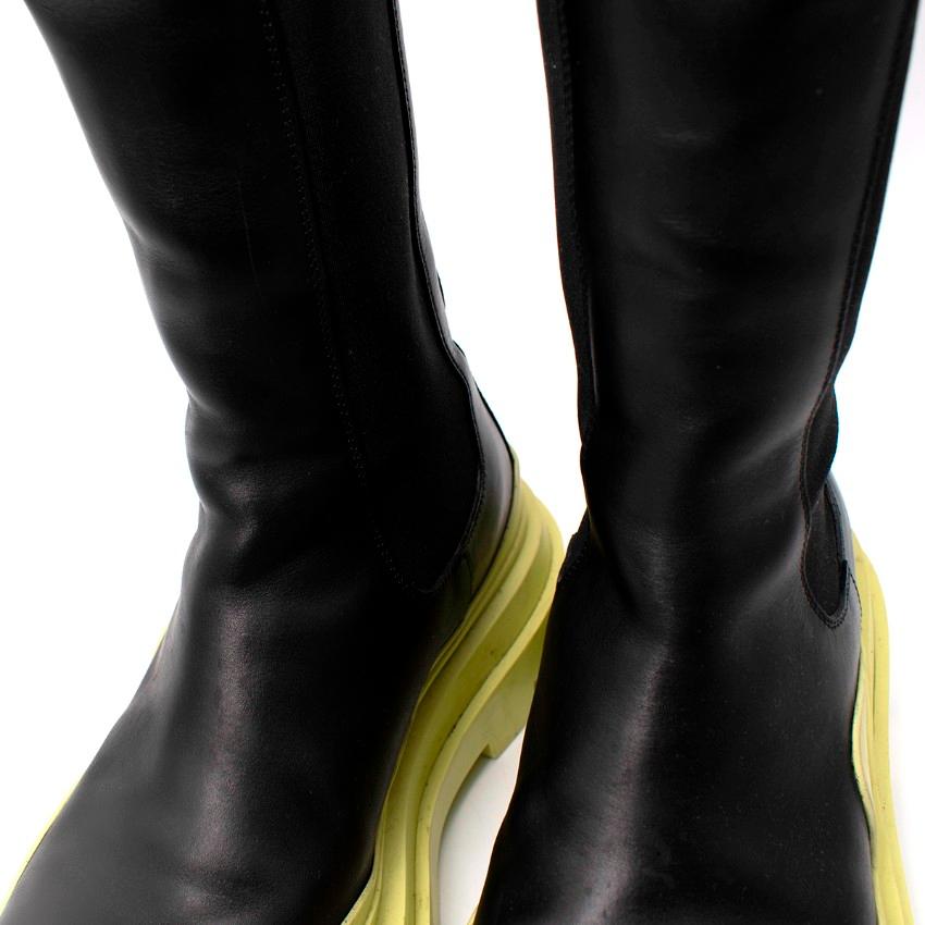 Botines Bottega Veneta de Piel de Neopreno Negro y Verde Neón en venta 3