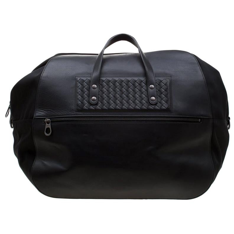Bottega Veneta Black Nylon and Leather Duffle Bag
