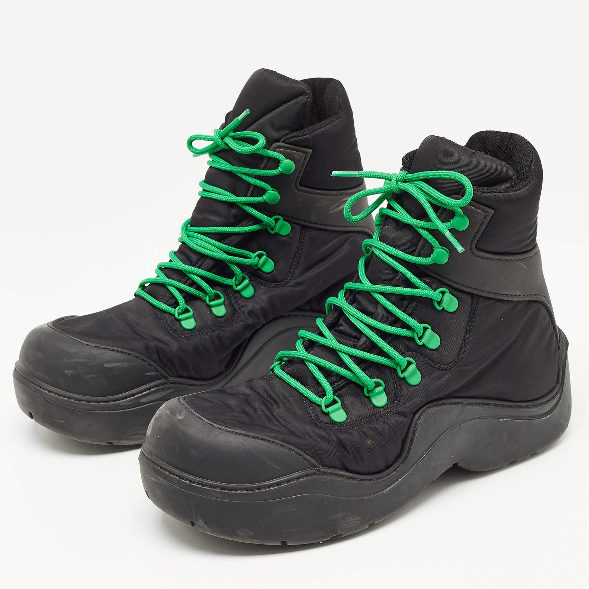 Bottega Veneta Black Nylon Puddle Bomber Boots Size 42 For Sale 4