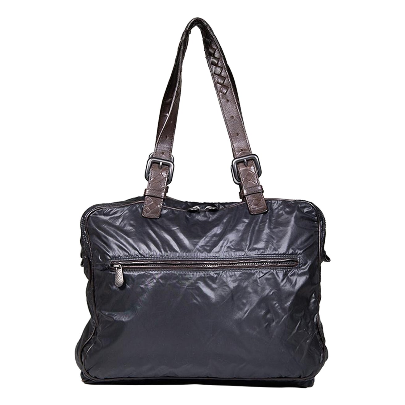 Bottega Veneta Black Nylon Top Handle Bag