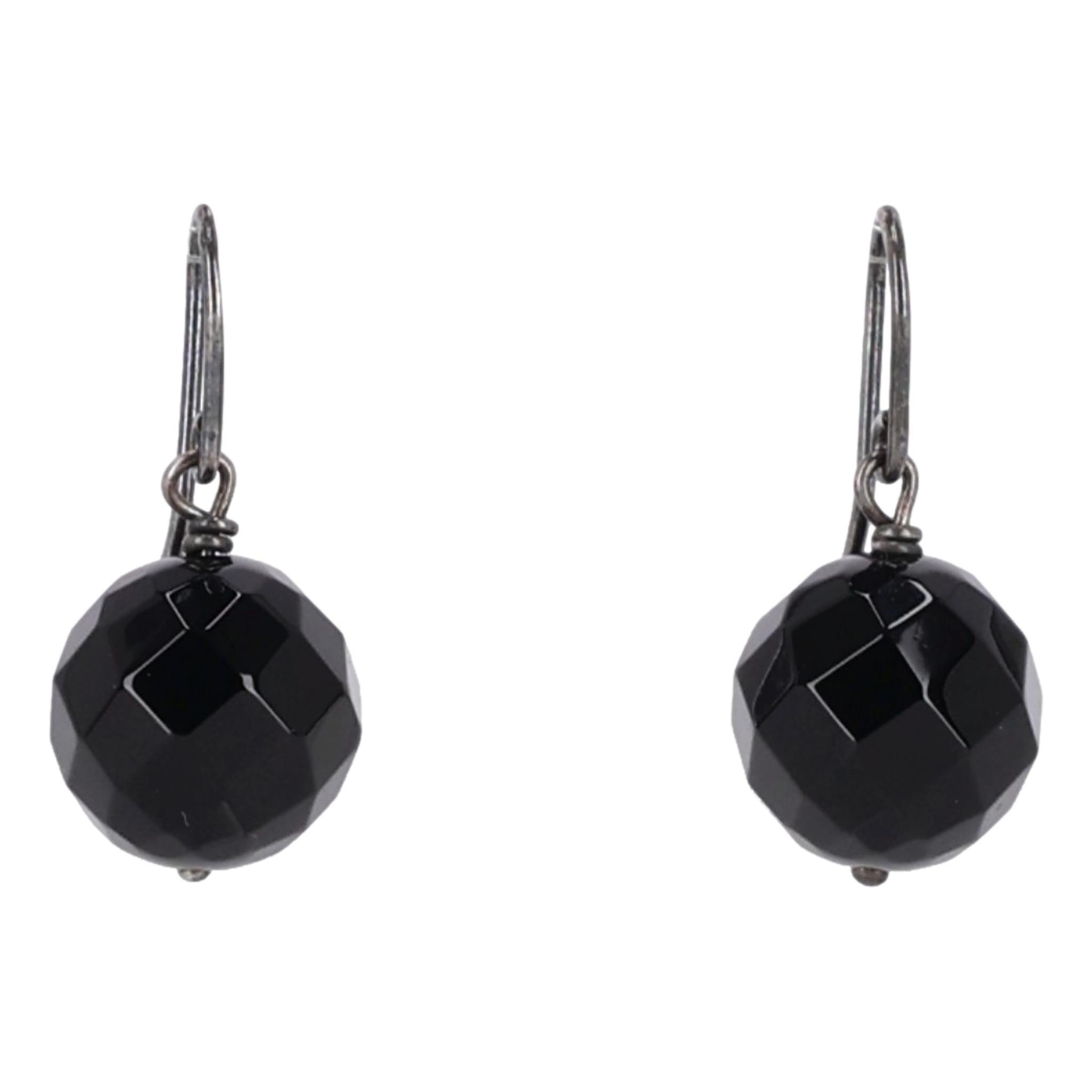 Women's Bottega Veneta Black Onyx & Sterling Silver Beaded Necklace & Matching Earrings