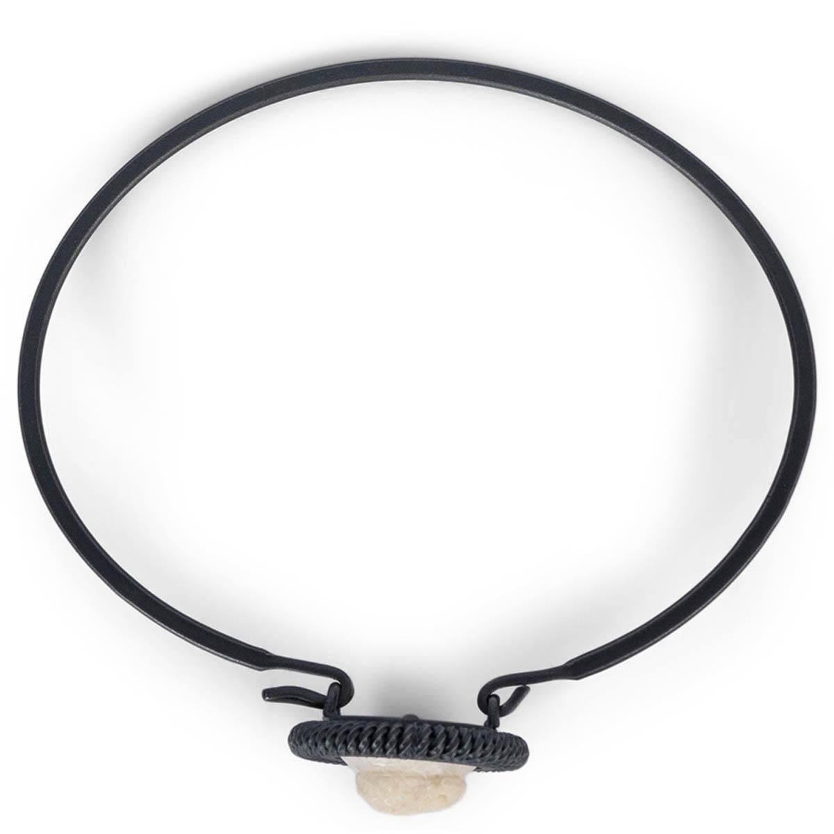BOTTEGA VENETA noir ARGENT STERLING OXYDÉ 2011 CAMEO Bangle Bracelet Pour femmes en vente