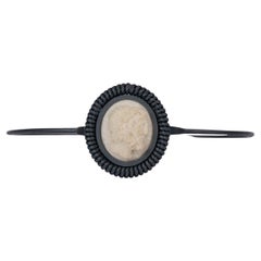 Vintage BOTTEGA VENETA black OXIDISED STERLING SILVER 2011 CAMEO Bangle Bracelet