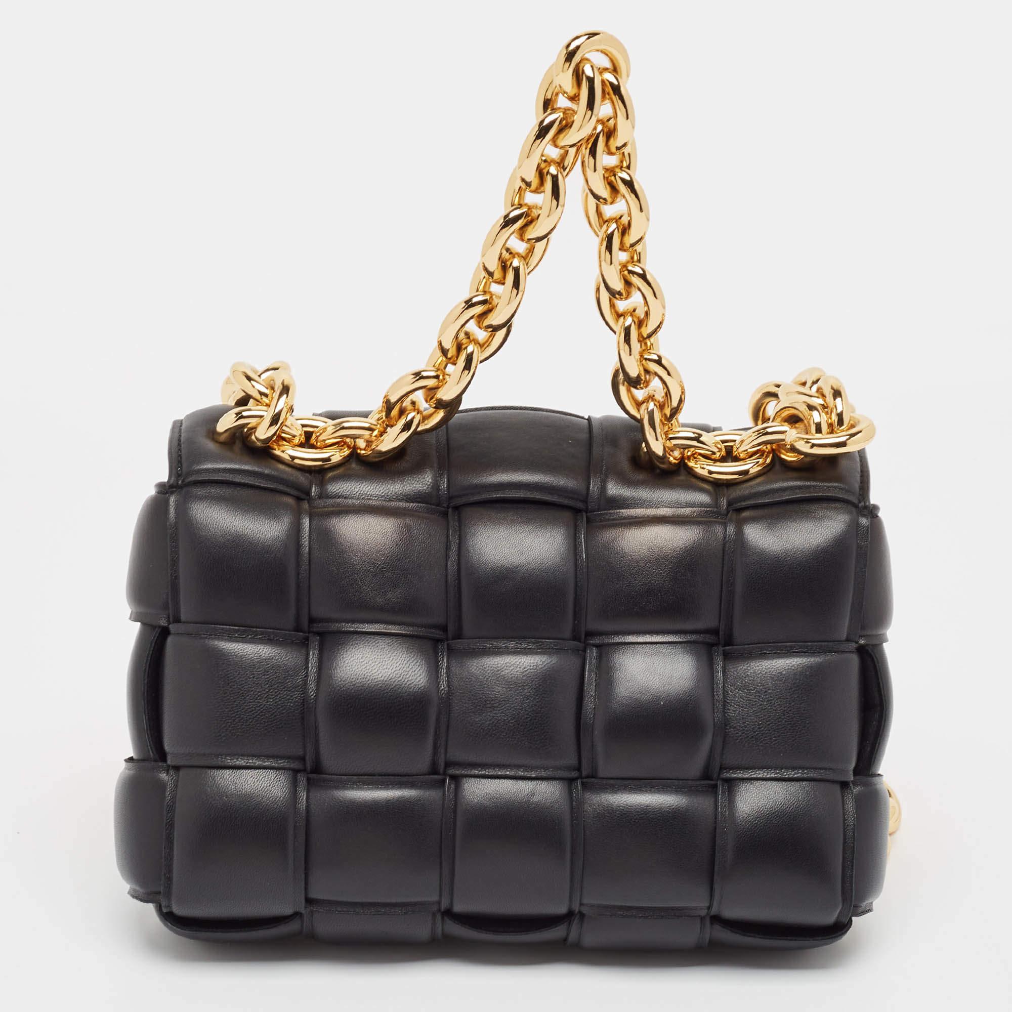 Women's Bottega Veneta Black Padded Leather Cassette Chain Bag For Sale