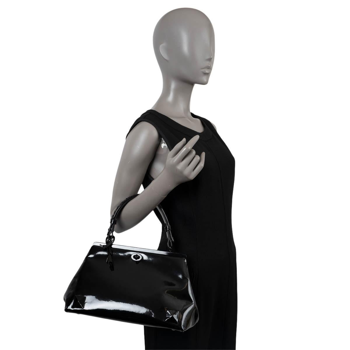 BOTTEGA VENETA black patent leather FRAME TOP HANDLE Bag For Sale 5
