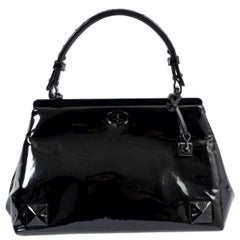 BOTTEGA VENETA black patent leather FRAME TOP HANDLE Bag