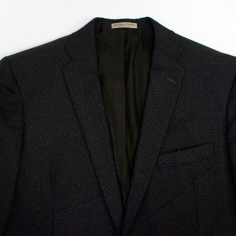 Bottega Veneta black patterned suit XL at 1stdibs